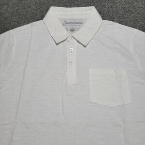 Pact Shirt Mens Medium White Field Midweight Slub Polo Organic Sustainable Golf